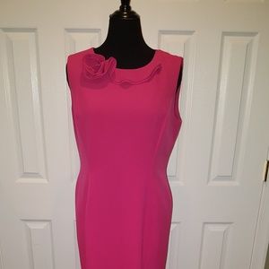 Beautiful Fuschia Sheath Dress with Flower